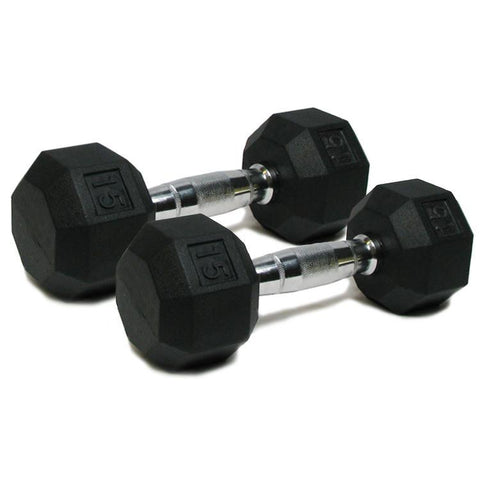 Deluxe Rubber Dumbbells - 3-25 lb. Pairs